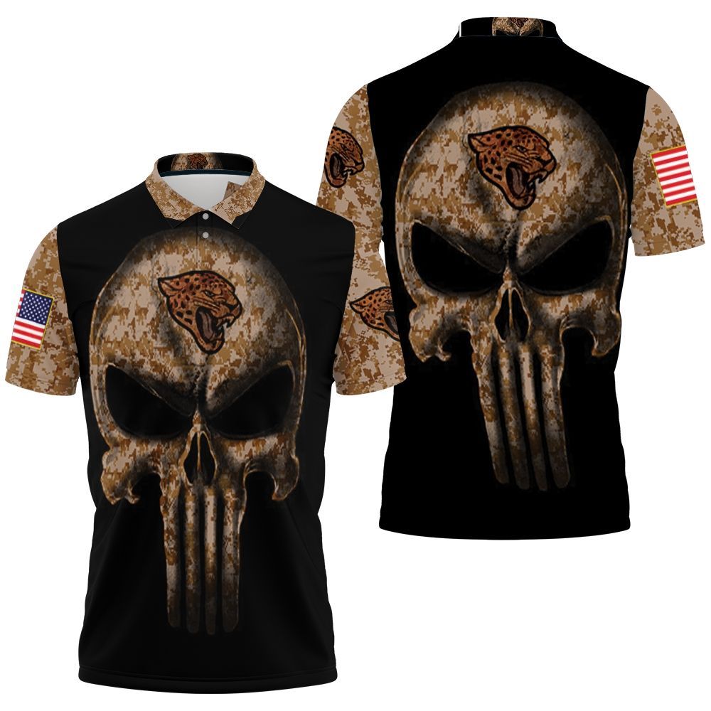 Camouflage Skull Jacksonville Jaguars American Flag Polo Shirt All Over Print Shirt 3d T-shirt