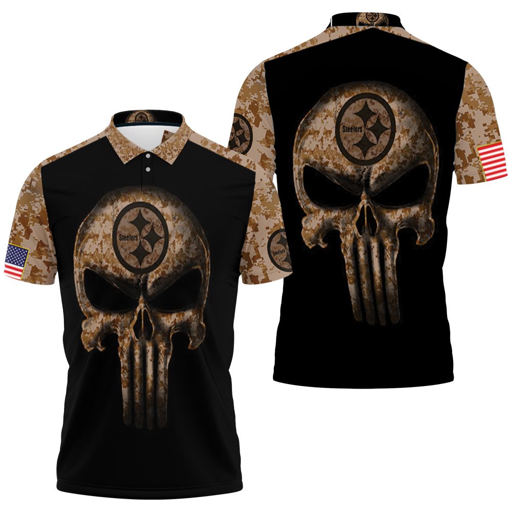 Camouflage Skull Pittsburgh Steelers American Flag 3d Jersey Polo Shirt All Over Print Shirt 3d T-shirt