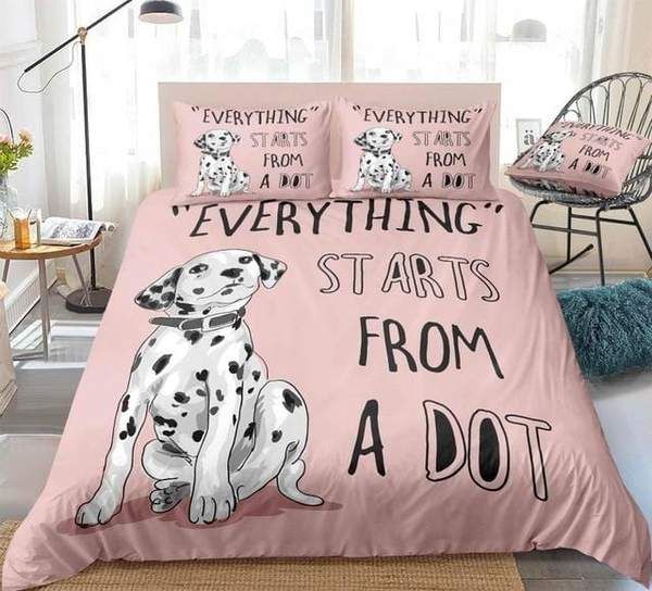 Cartoon Dog Pink Cotton Bedding Sets