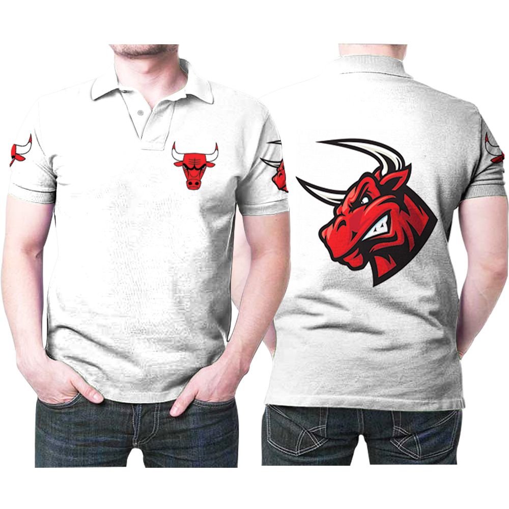 Chicago Bulls Basketball Classic Mascot Logo Gift For Bulls Fans White Polo Shirt All Over Print Shirt 3d T-shirt