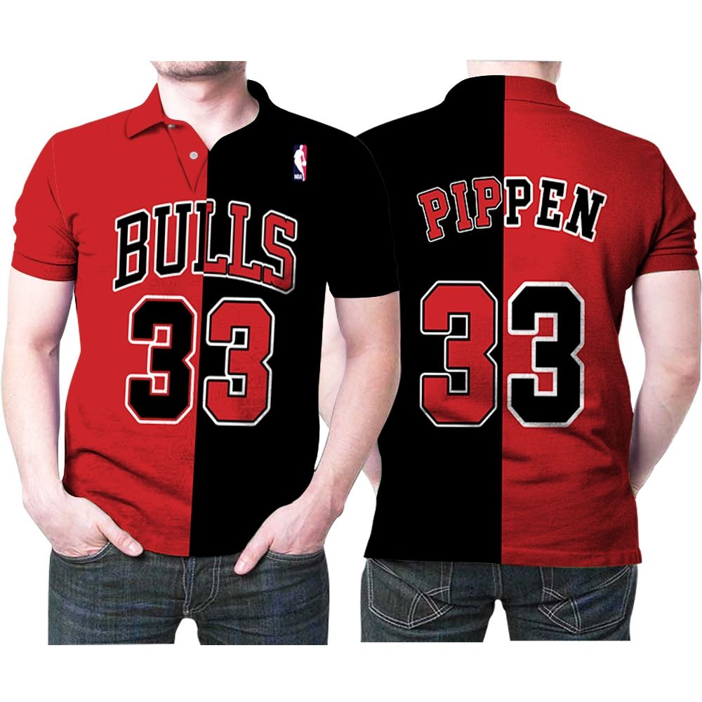 Chicago Bulls Scottie Pippen #33 Nba Great Player Throwback Black Red Jersey Style Gift For Bulls Fans Polo Shirt All Over Print Shirt 3d T-shirt