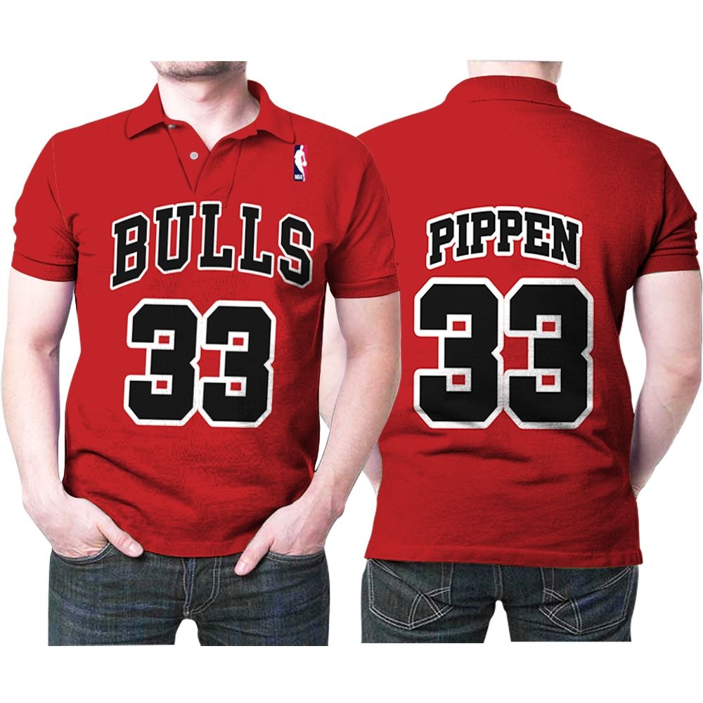 Chicago Bulls Scottie Pippen #33 Nba Great Player Throwback Red Jersey Style Gift For Bulls Fans Polo Shirt All Over Print Shirt 3d T-shirt