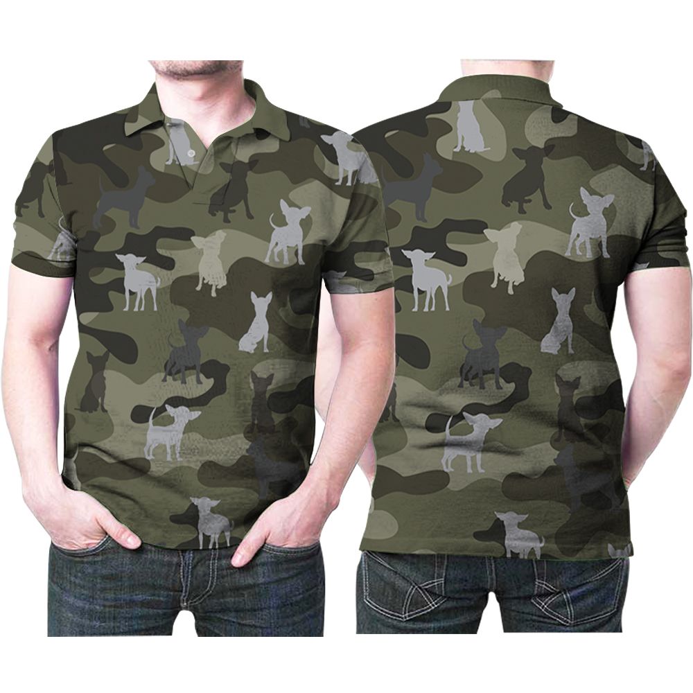 Chihuahua Dog Pattern Camouflage Color Style 3d Designed For Chihuahua Dog Lovers Polo Shirt All Over Print Shirt 3d T-shirt