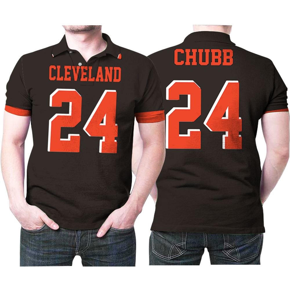 Cleveland Browns Nick Chubb 24 Nfl American Football Team Game Brown Jersey Style Gift For Browns Fans Polo Shirt All Over Print Shirt 3d T-shirt
