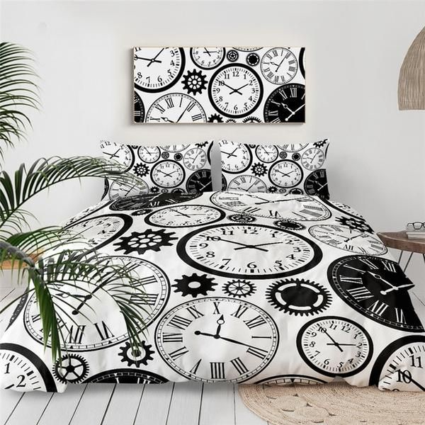 Clocks Time Cotton Bedding Sets