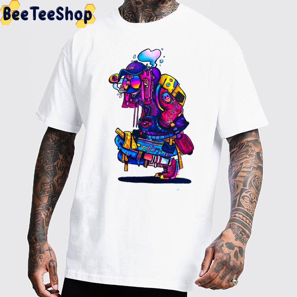 Color Boy Smoking Digital Art Unisex T-Shirt