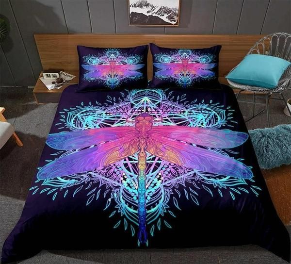 Colorful Dragonfly Pattern Cotton Bedding Sets