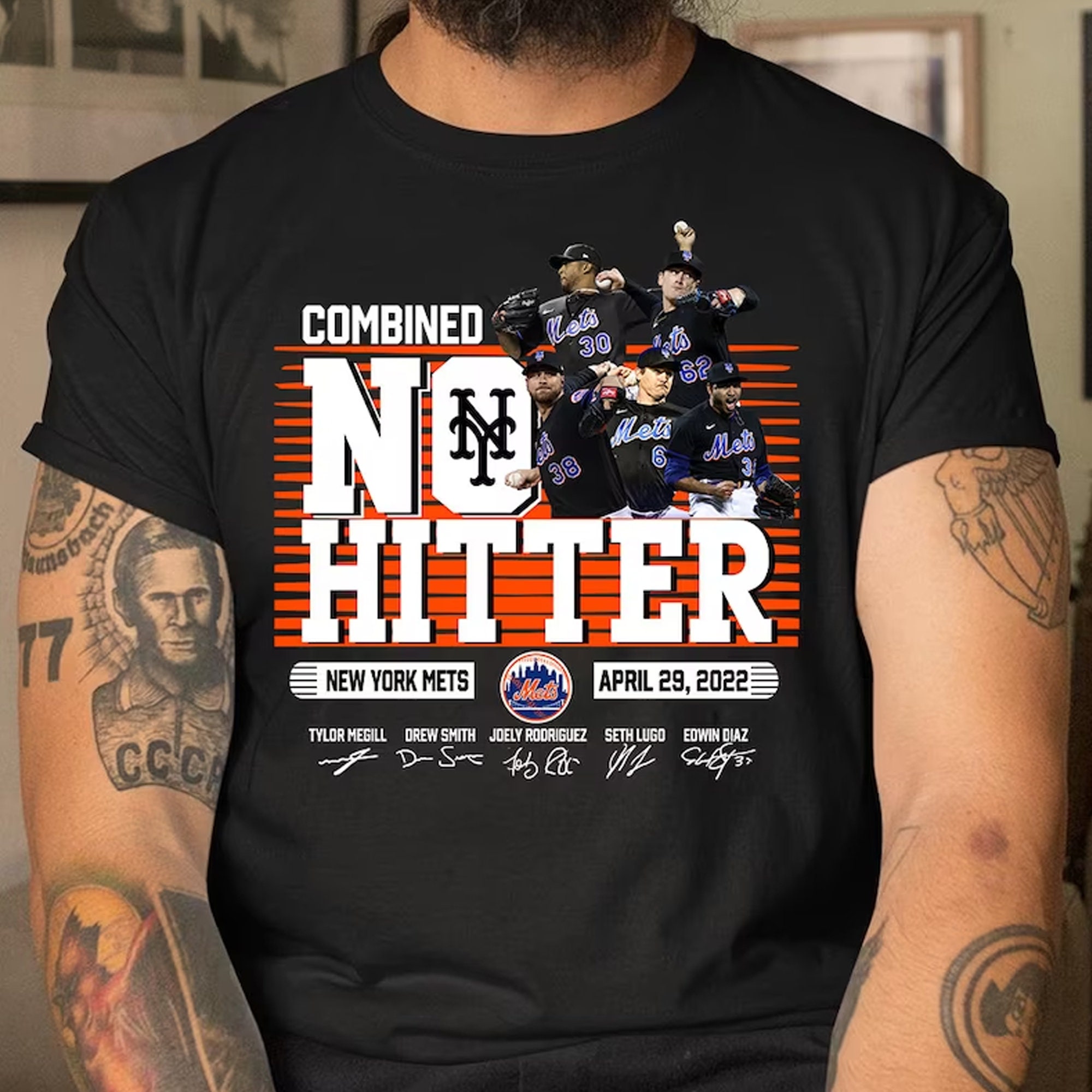 Combined No Hitter New York Mets April 29 2022 Signature Unisex T-Shirt