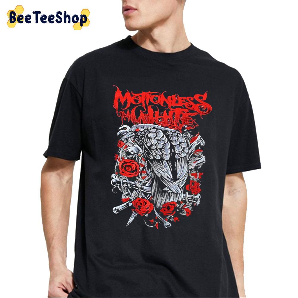 Creatures Black Birds Rose Motionless In White Band Unisex T-Shirt