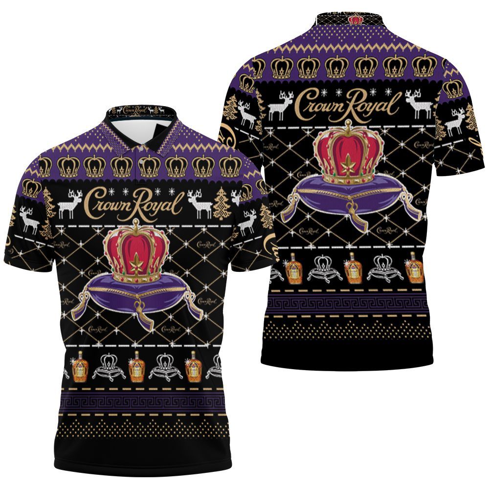 Crown Royal Whisky Wine Ugly Christmas 3d Jersey Polo Shirt All Over Print Shirt 3d T-shirt