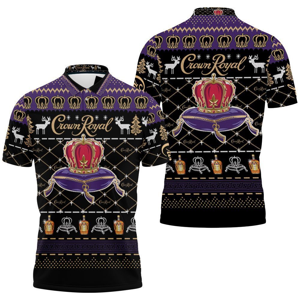 Crown Royal Whisky Wine Ugly Christmas 3d Polo Shirt Jersey All Over Print Shirt 3d T-shirt