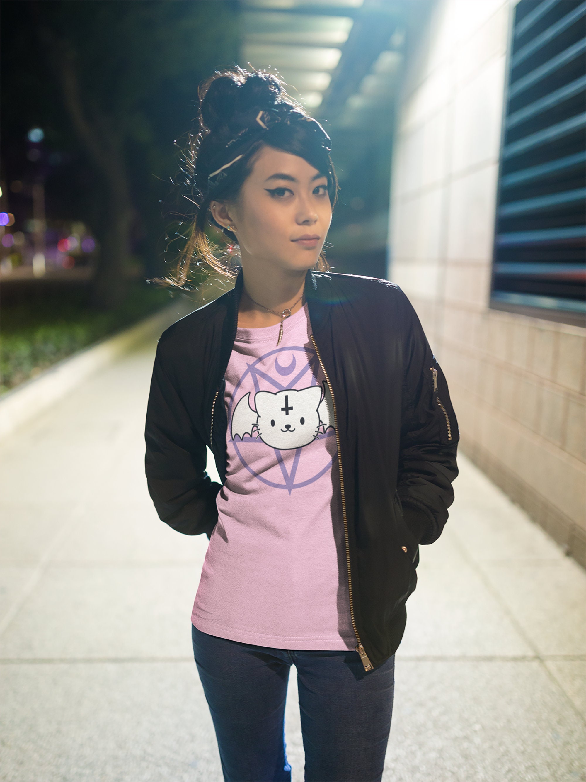 Cute Kawaii Demon Kitty Bad Cat Unisex T-Shirt