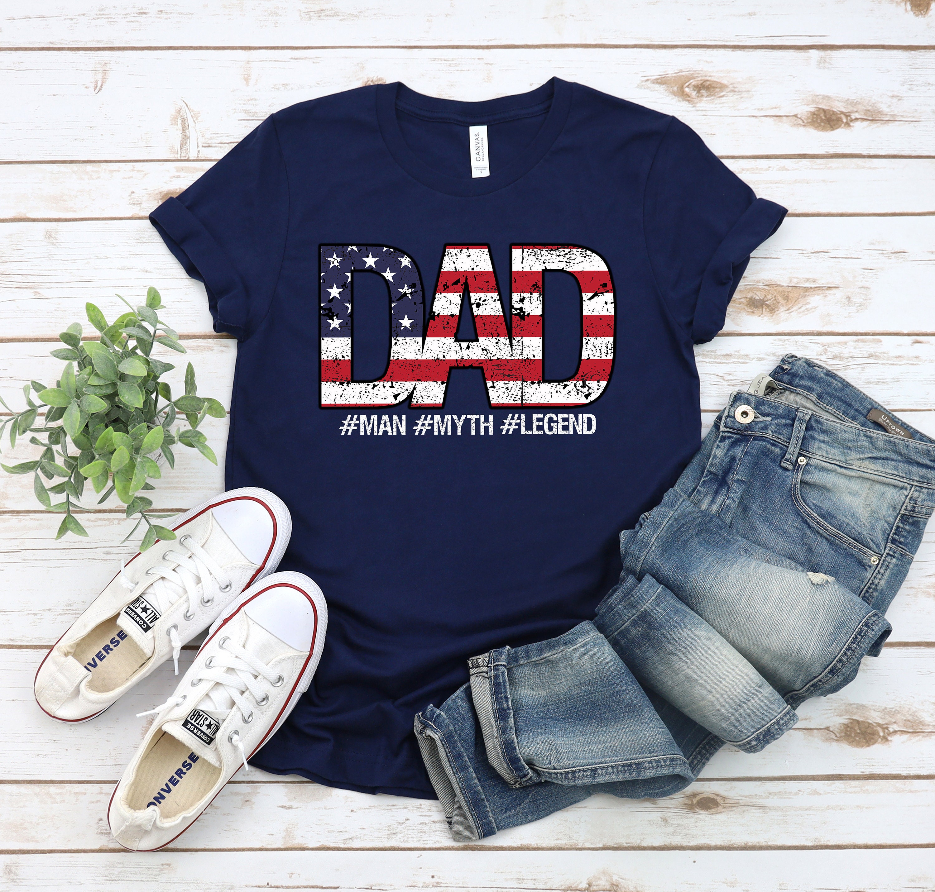 Dad American Flag Dad Man Myth Legend Father’s Day Unisex T-Shirt