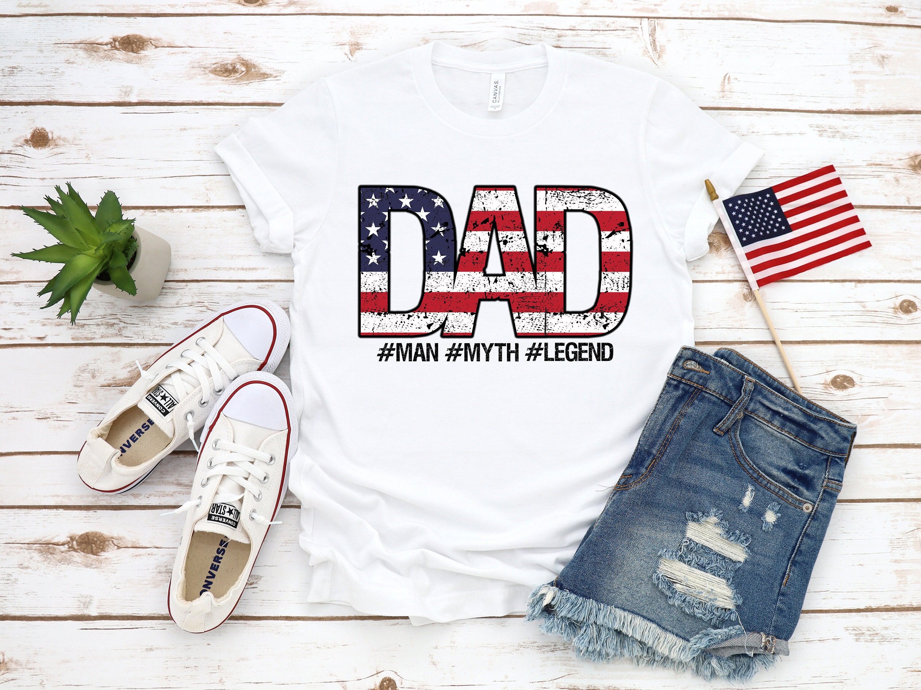 Dad American Flag Dad Man Myth Legend Father’s Day Unisex T-Shirt