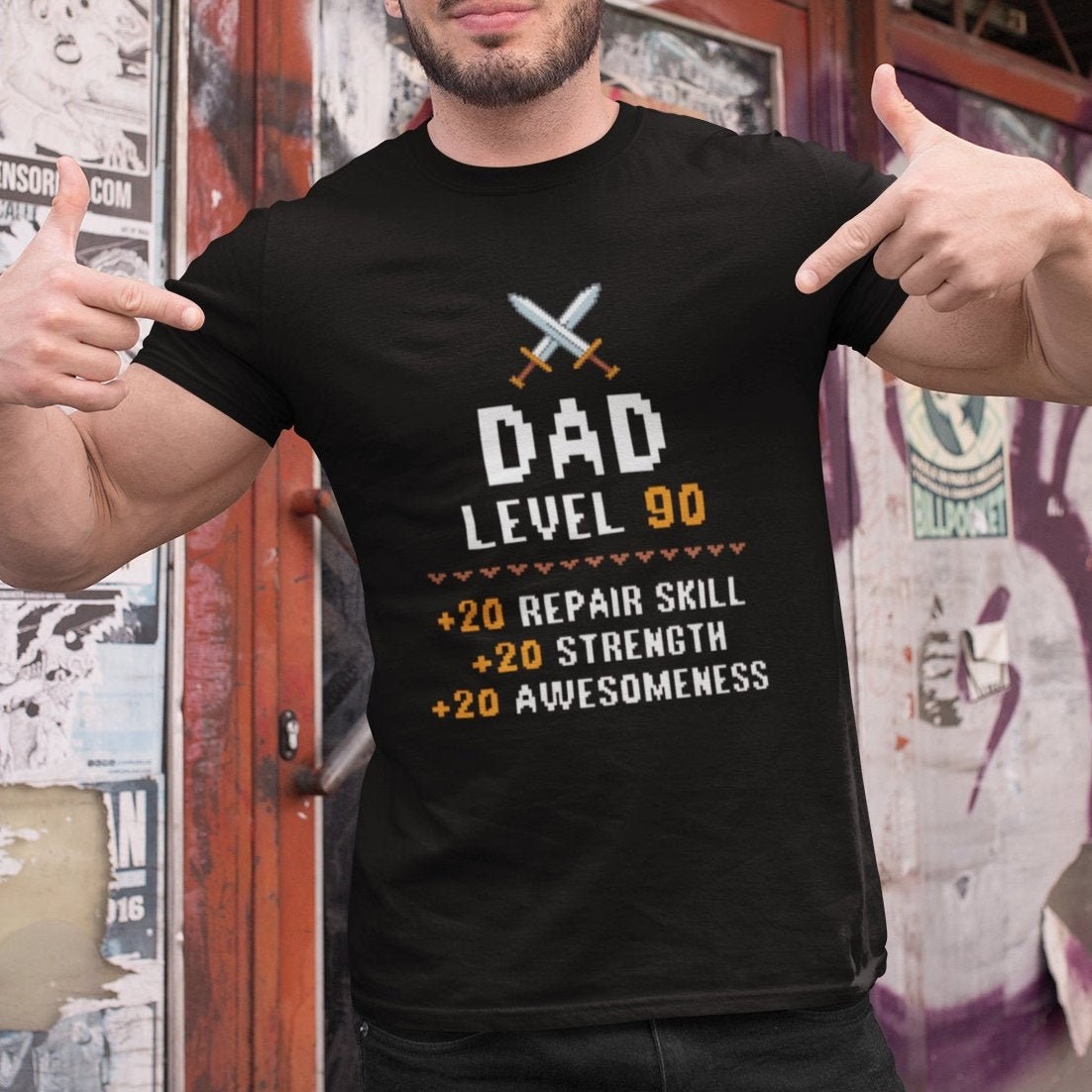 Dad Level 90 Funny Gamer Father’s Day Unisex T-Shirt