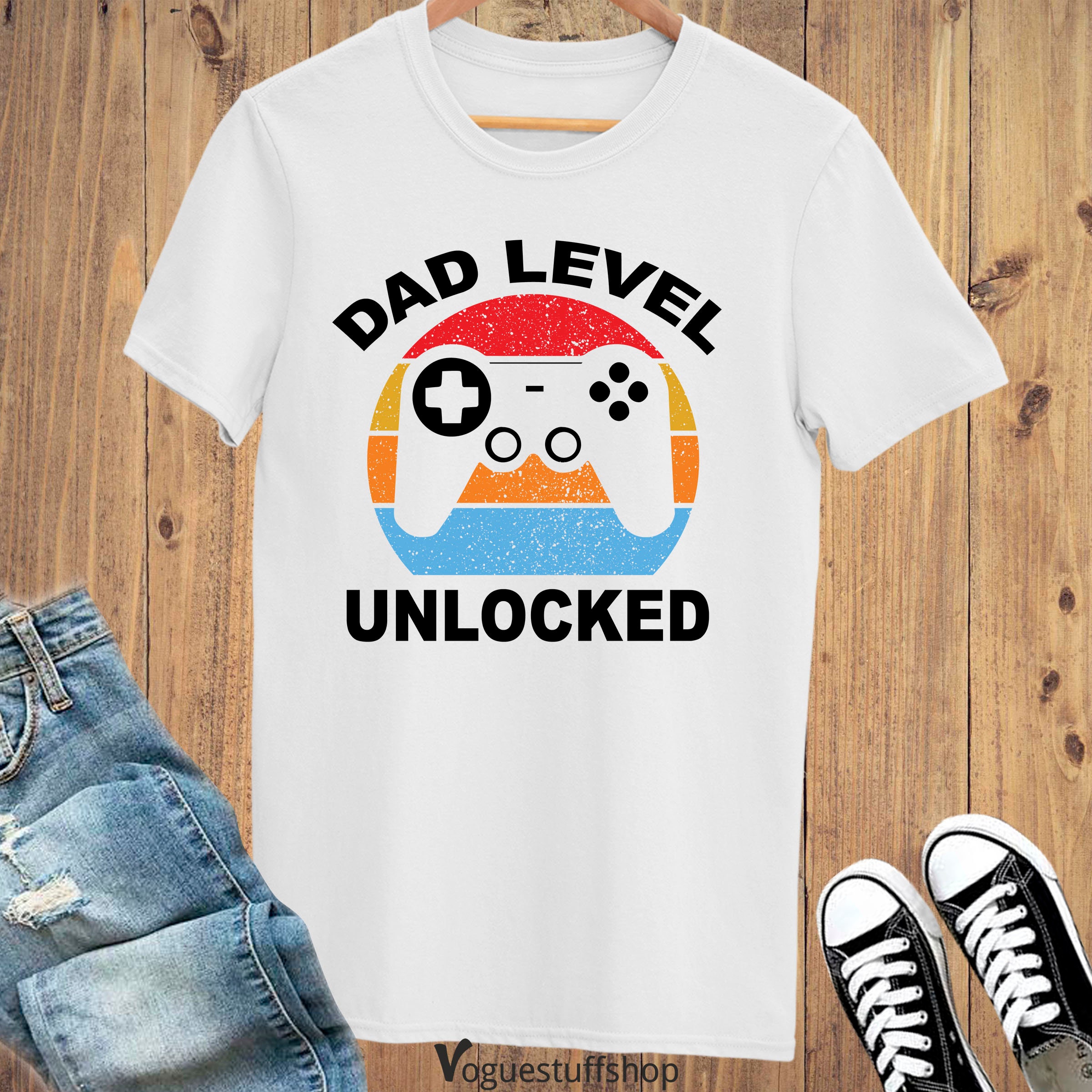 Dad Level Unlocked Gamer Father’s Day Vintage Art Unisex Shirt