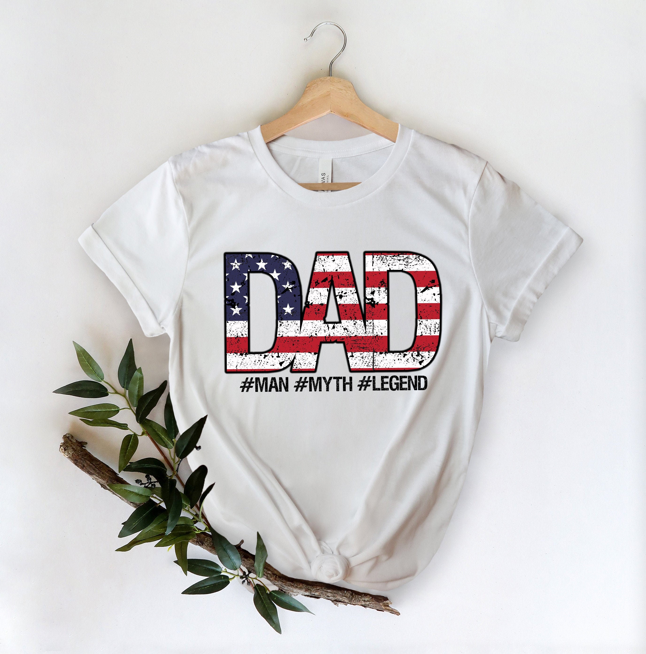 Dad Man Myth Legend American Flag Father’s Day Unisex T-Shirt