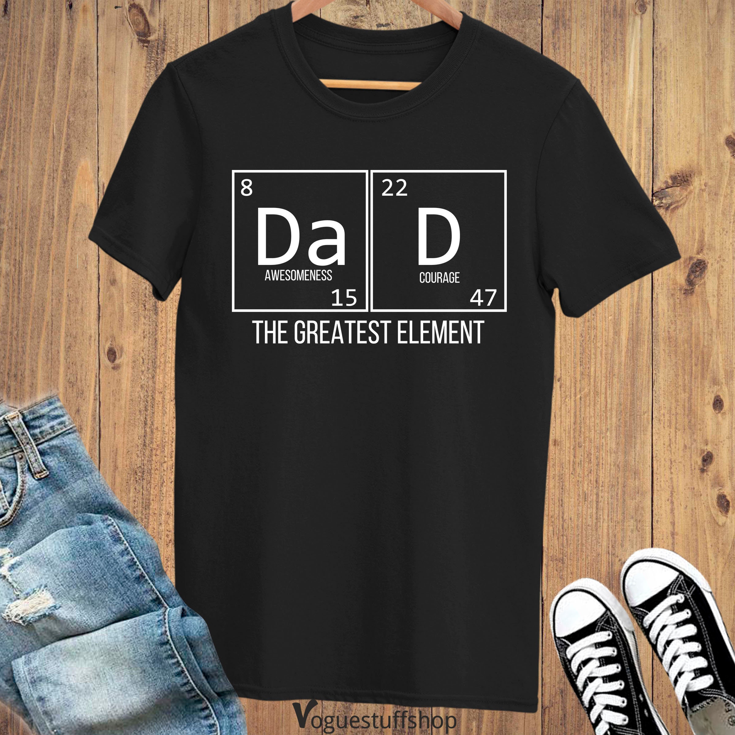 Dad The Greatest Element Courage Science Physics Chemistry Father’s Day Unisex T-Shirt