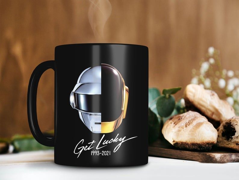 Daft Punk Get Lucky 1993-2021 Mug Daft Punk Band Mug French House Music Mug Premium Sublime Ceramic Coffee Mug Black