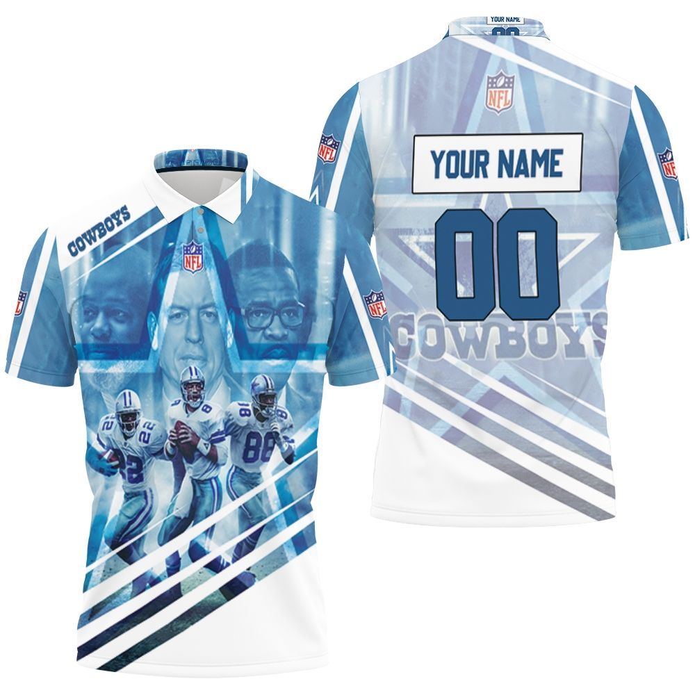 Dallas Cowboys Triplets Emmitt Smith 22 Troy Aikman 8 Michael Irvin 88 Personalized Polo Shirt All Over Print Shirt 3d T-shirt