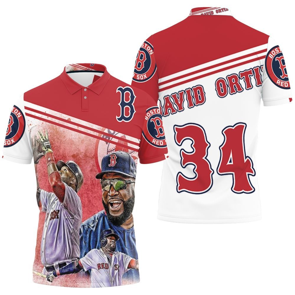 David Ortiz 34 Boston Red Sox Polo Shirt All Over Print Shirt 3d T-shirt