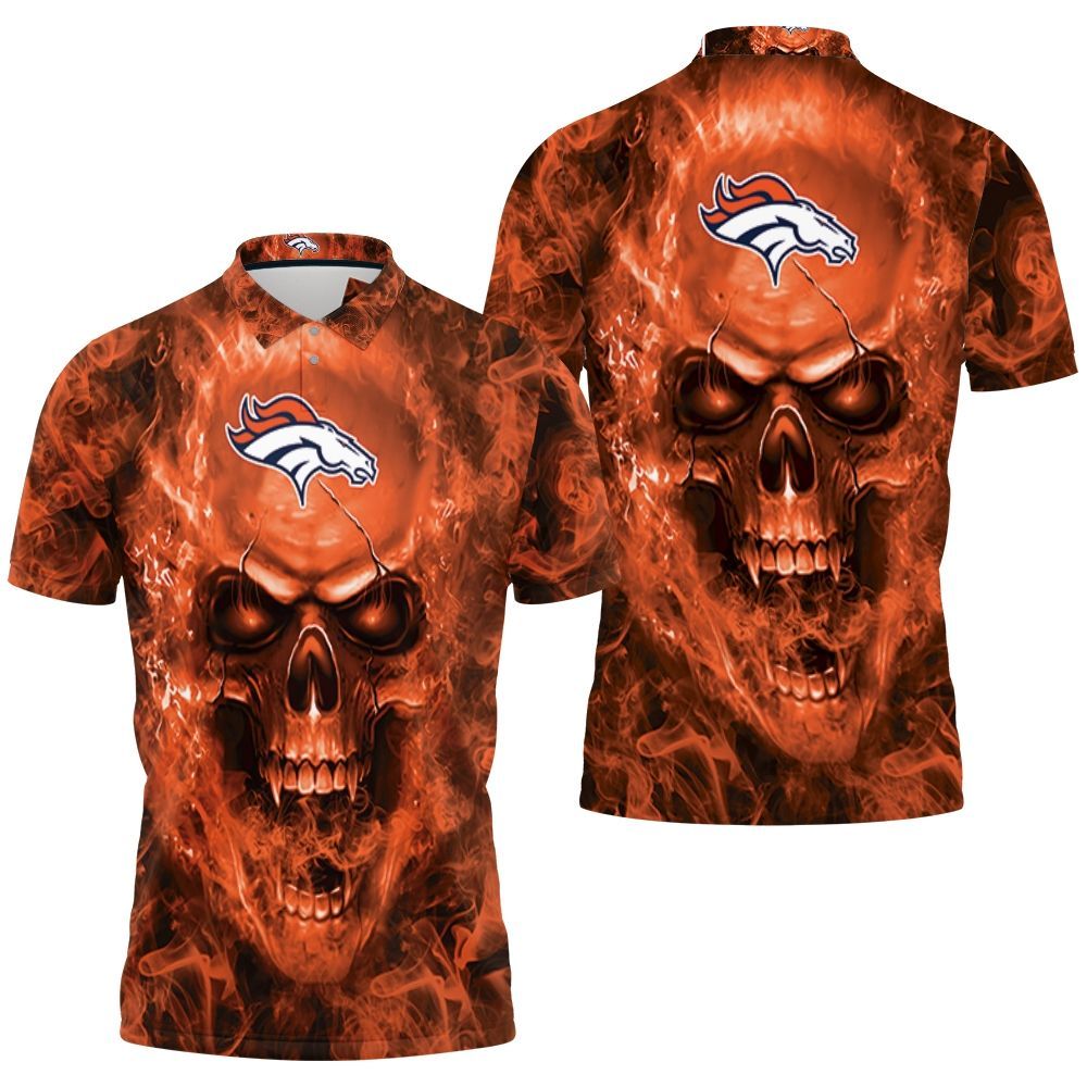 Denver Broncos Nfl Fans Skull Polo Shirt All Over Print Shirt 3d T-shirt