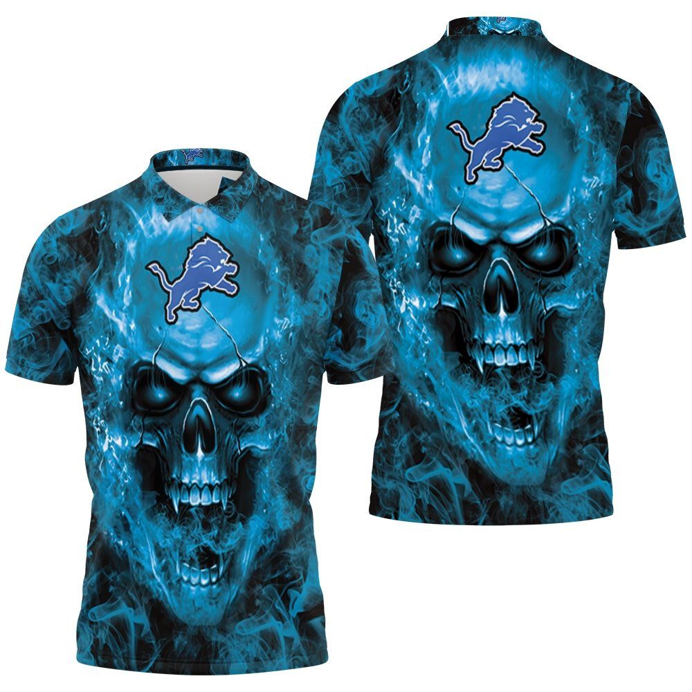 Detroit Lions Nfl Fans Skull Polo Shirt All Over Print Shirt 3d T-shirt