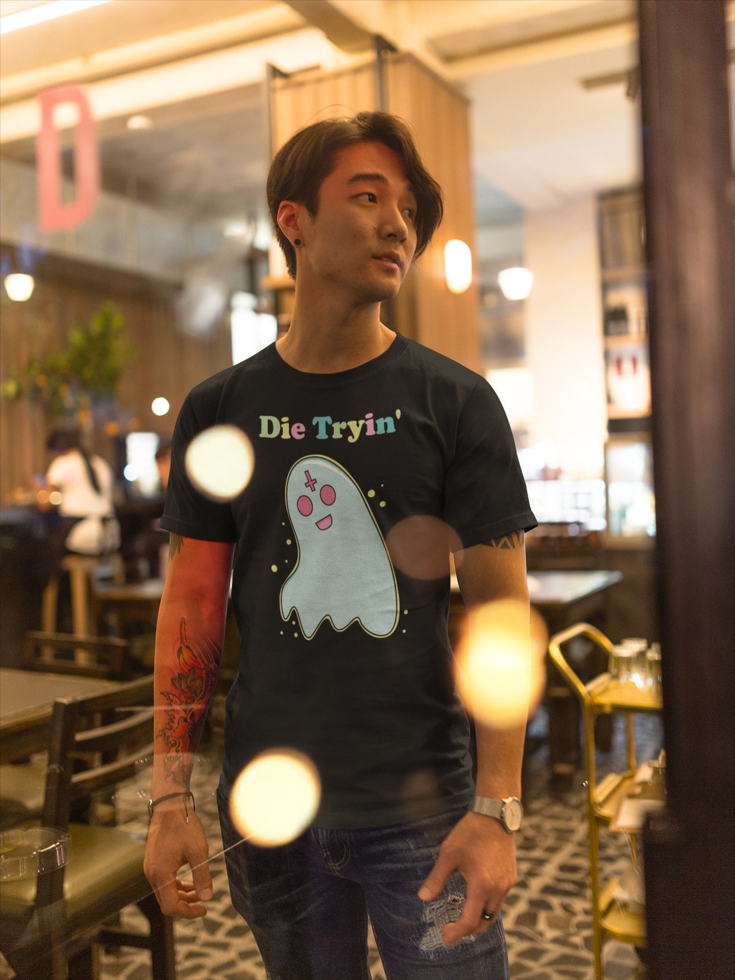 Die Tryin Kawaii Turquoise Ghost Unisex T-Shirt