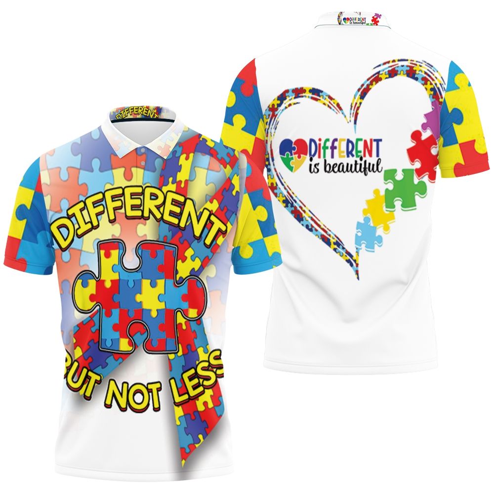 Different But Not Less Puzzle Autism Polo Shirt All Over Print Shirt 3d T-shirt