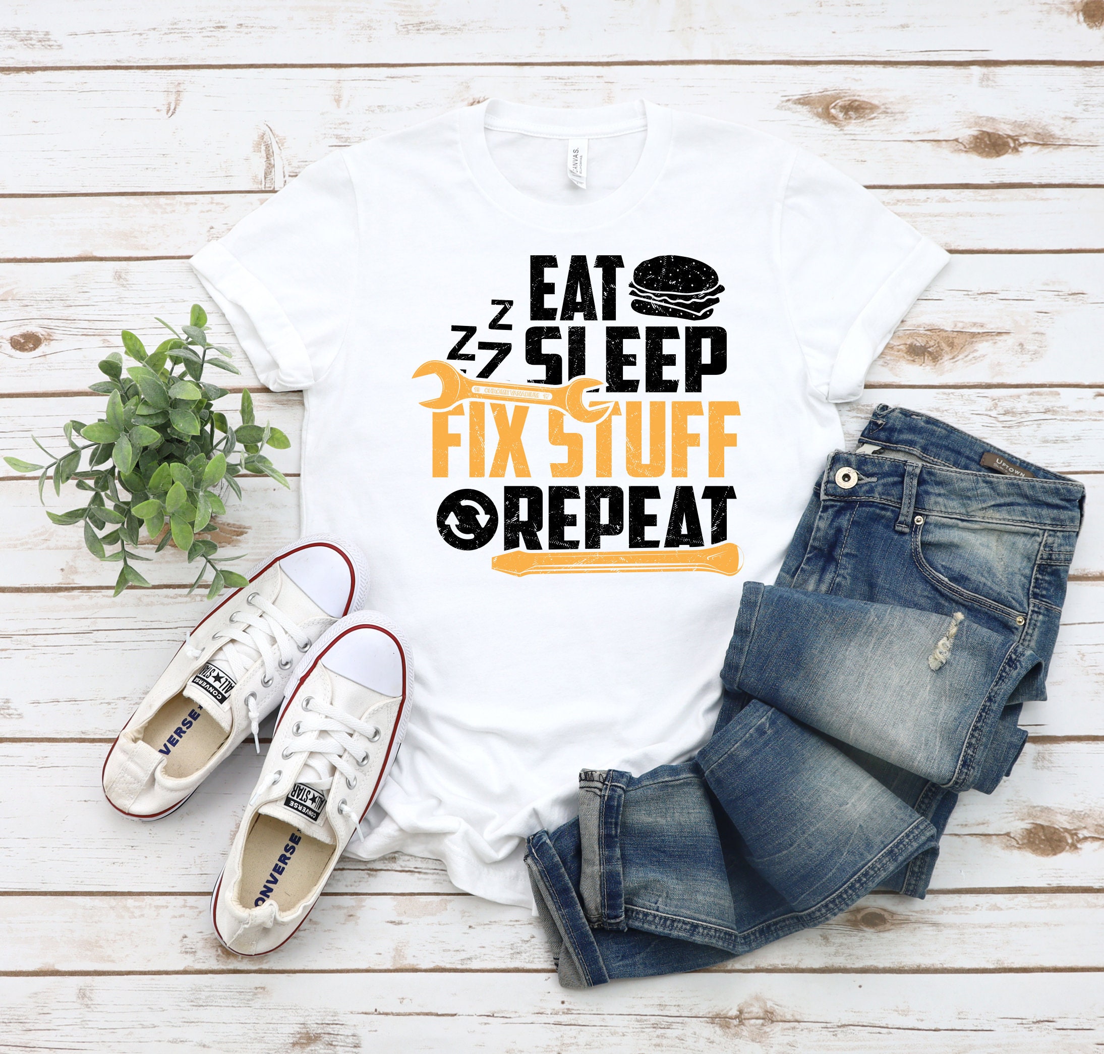 Eat Sleep Fix Stuff Repeat Funny Father’s Day Unisex T-Shirt