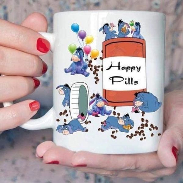 Eeyore Happy Pills Eeyore Lovers Winnie The Pooh Premium Sublime Ceramic Coffee Mug White