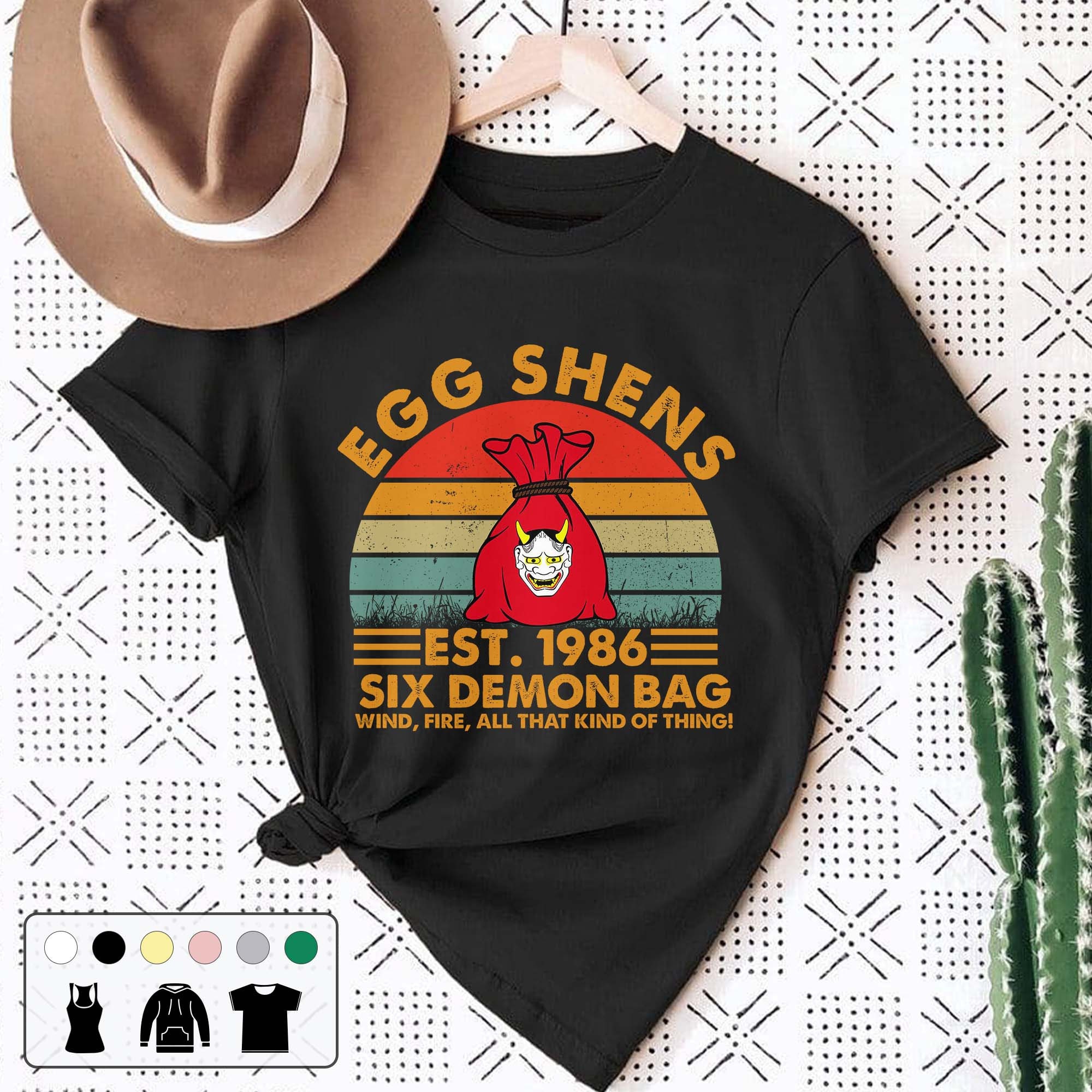 Egg Shens Est 1986 Six Demon Bag 80s Vintage Retro Unisex T-Shirt