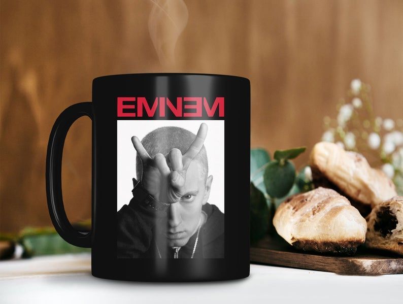 Eminem Horn Mug Rap Devil Mug Reddit Eminem Venom Mug Slim Shady Mug Marshall Bruce Mathers Mug Premium Sublime Ceramic Coffee Mug Black