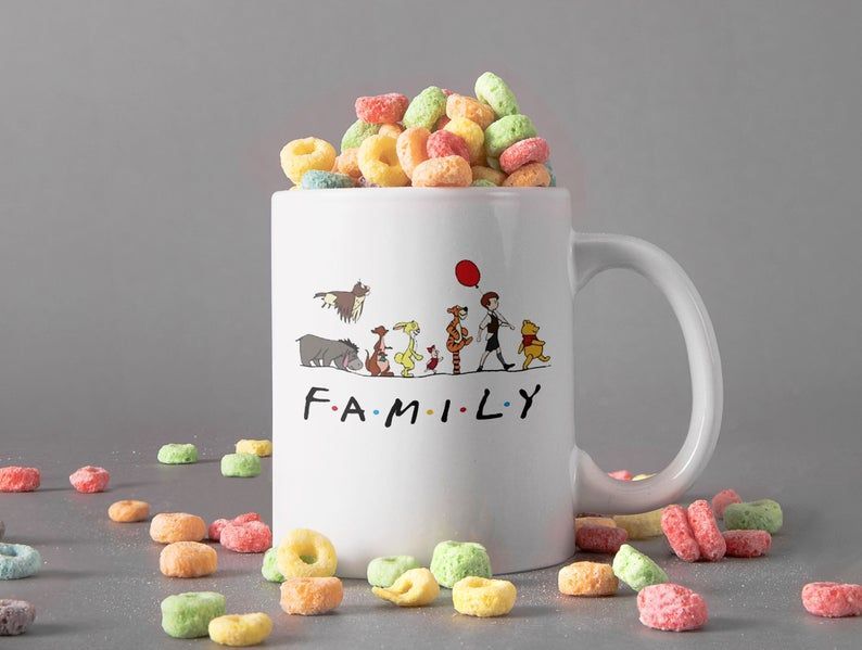 Family Winnie The Pooh Bear Mug Disney Lover Mug Premium Sublime Ceramic Coffee Mug White