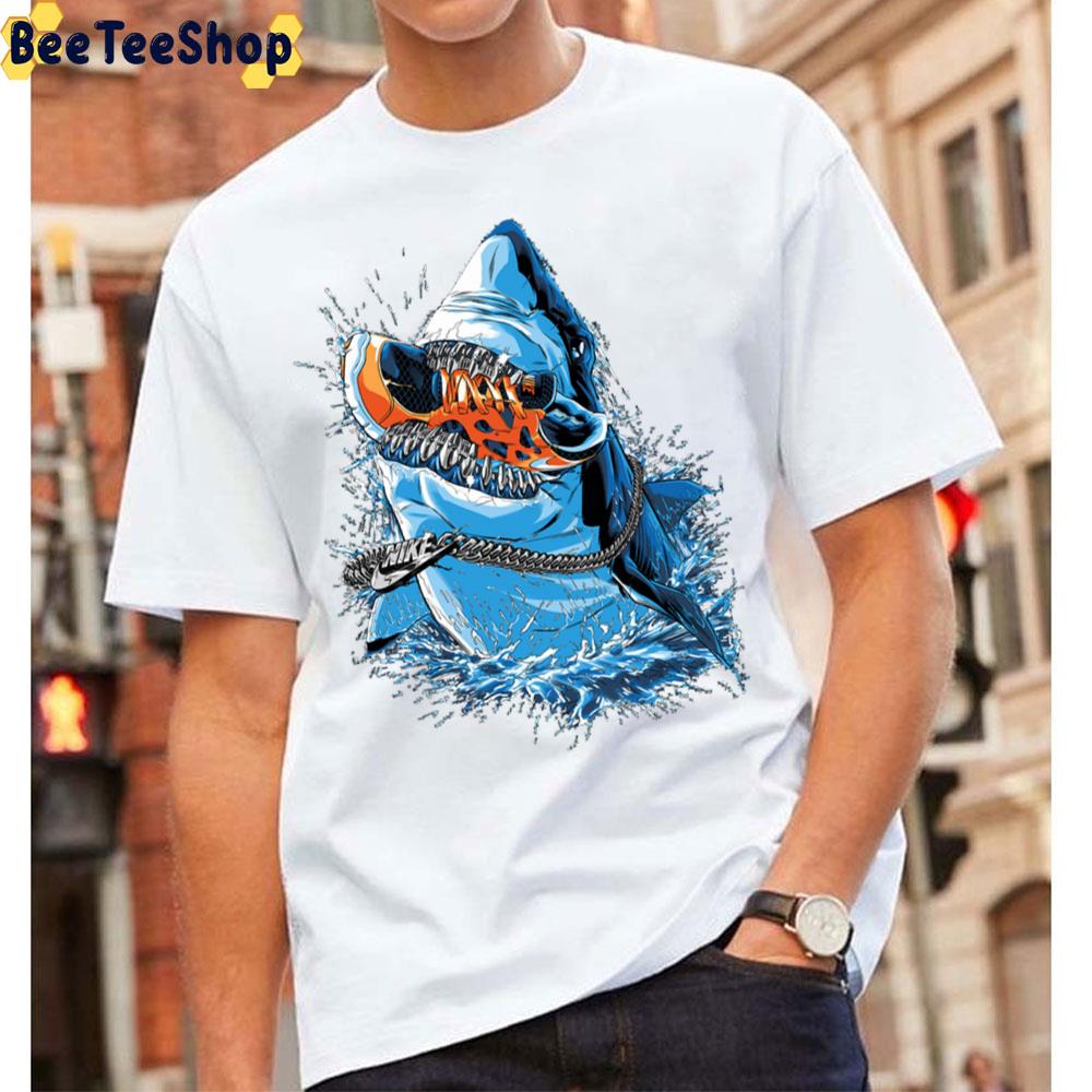 Fan Art Blue Shark With Necklace And Shoe 16k Luxury Unisex T-Shirt