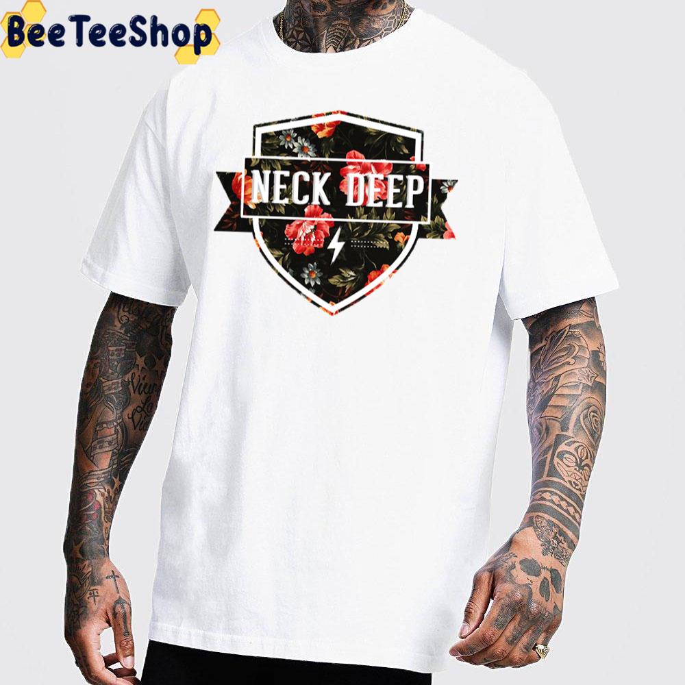 Flower Vintage Neck Deep Band Unisex T-Shirt