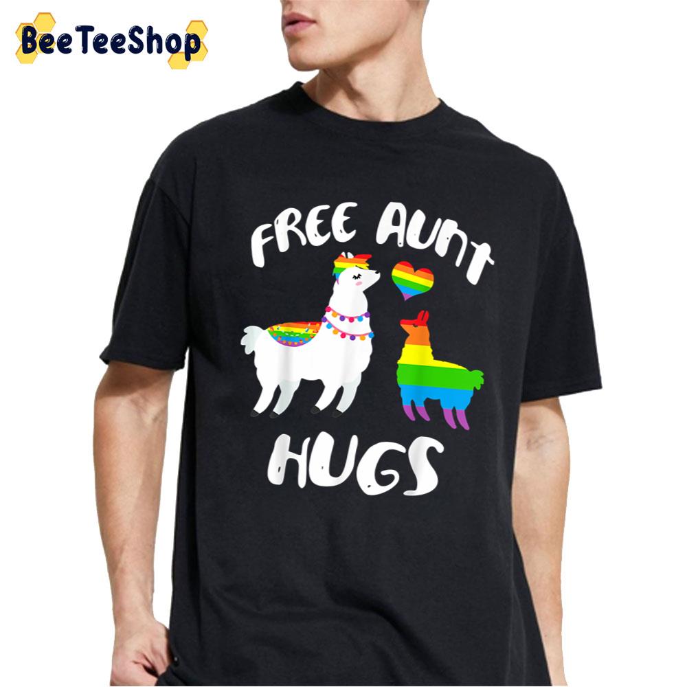 Free Aunt Hugs Llama Pride Month Unisex T-Shirt