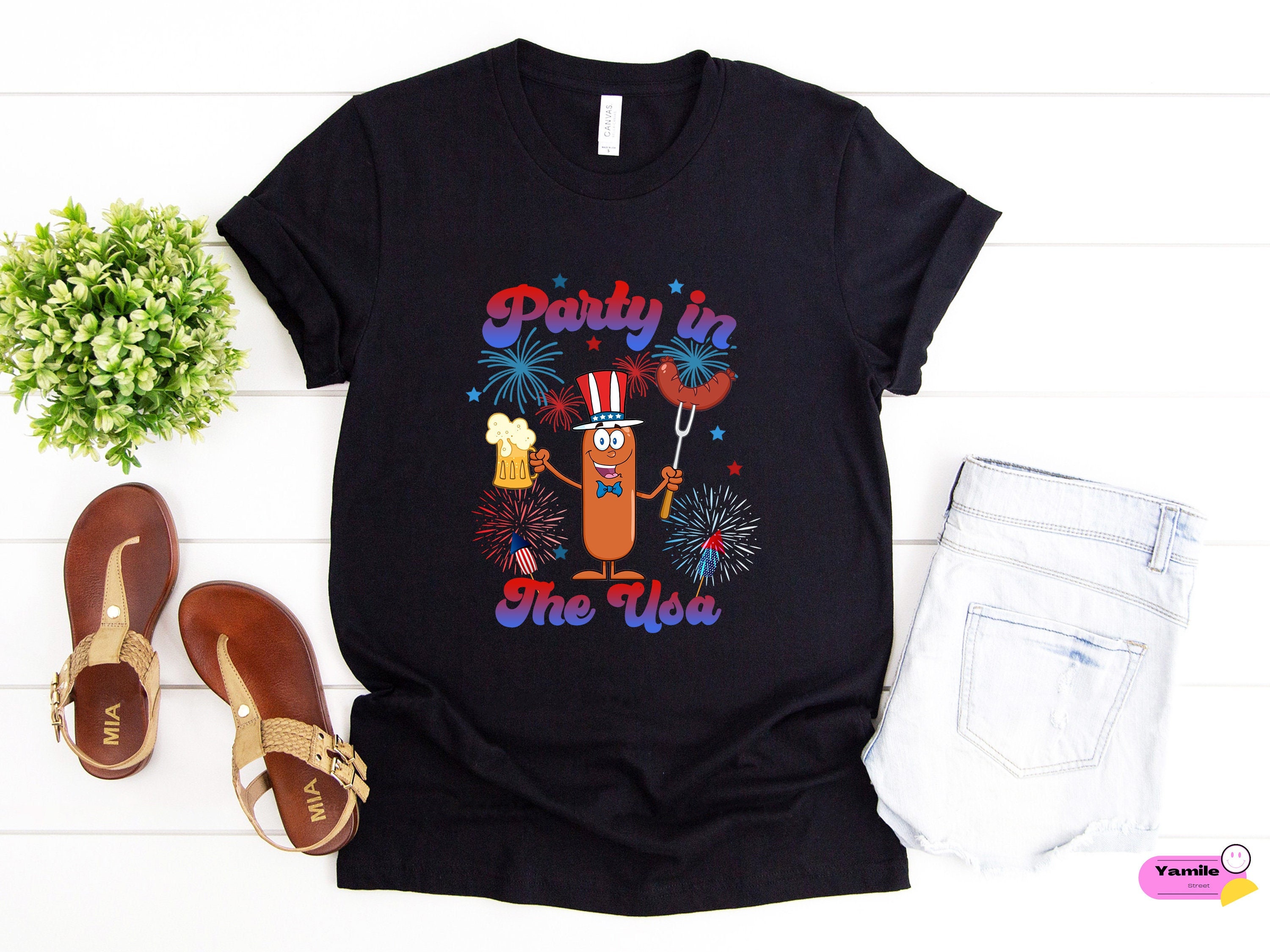 Funny Hotdog Party In The Usa Unisex T-Shirt