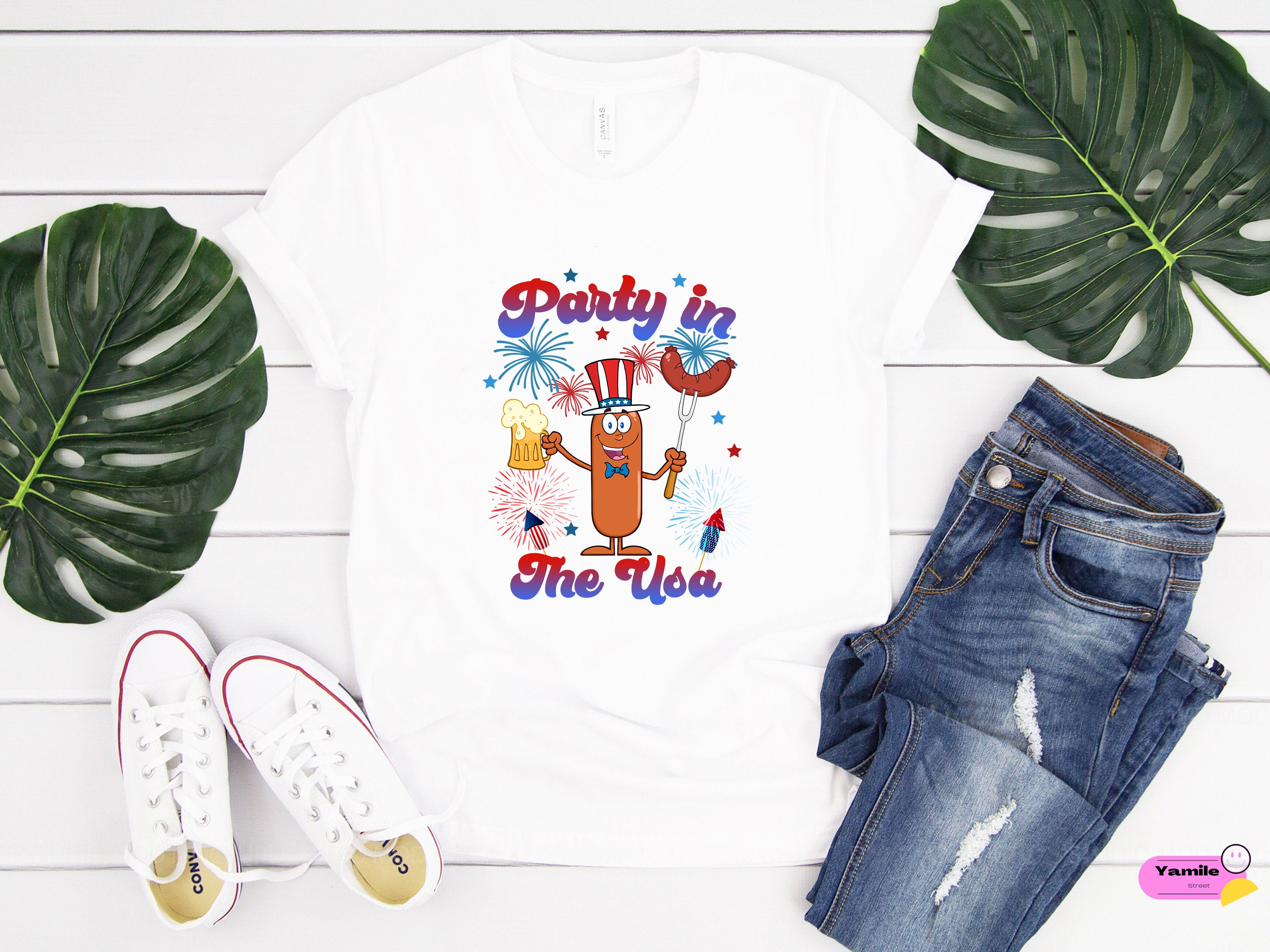 Funny Hotdog Party In The Usa Unisex T-Shirt