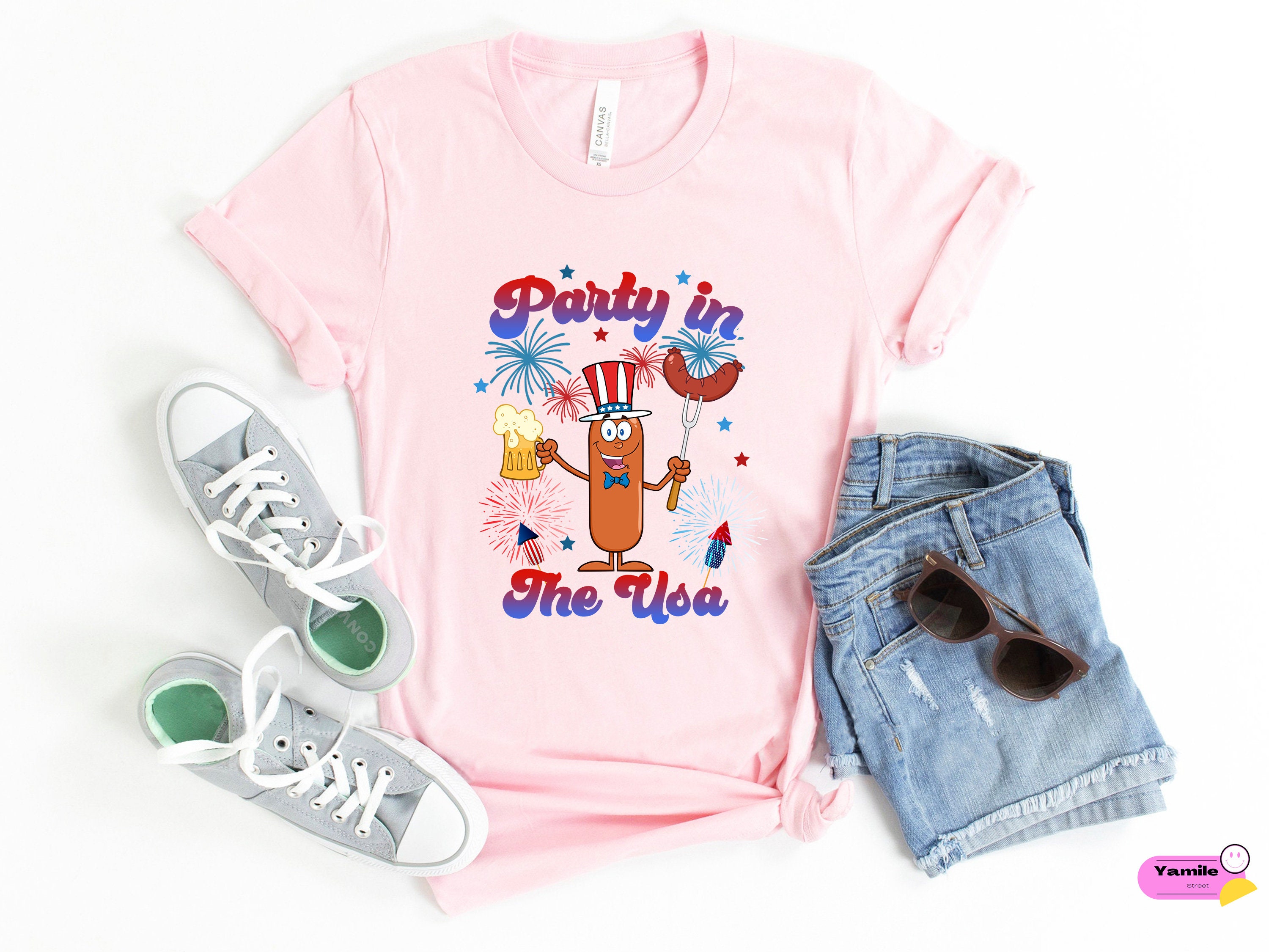 Funny Hotdog Party In The Usa Unisex T-Shirt