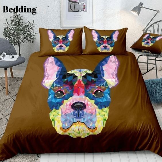 Geometric Bulldog Cotton Bedding Sets