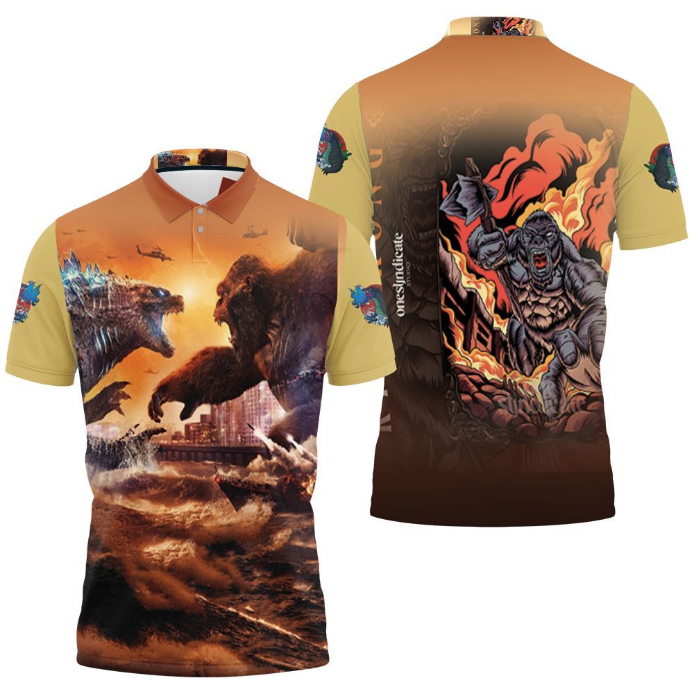 Godzilla Vs Kong Battle For Looking The King Godzilla Vs Kong Polo Shirt All Over Print Shirt 3d T-shirt