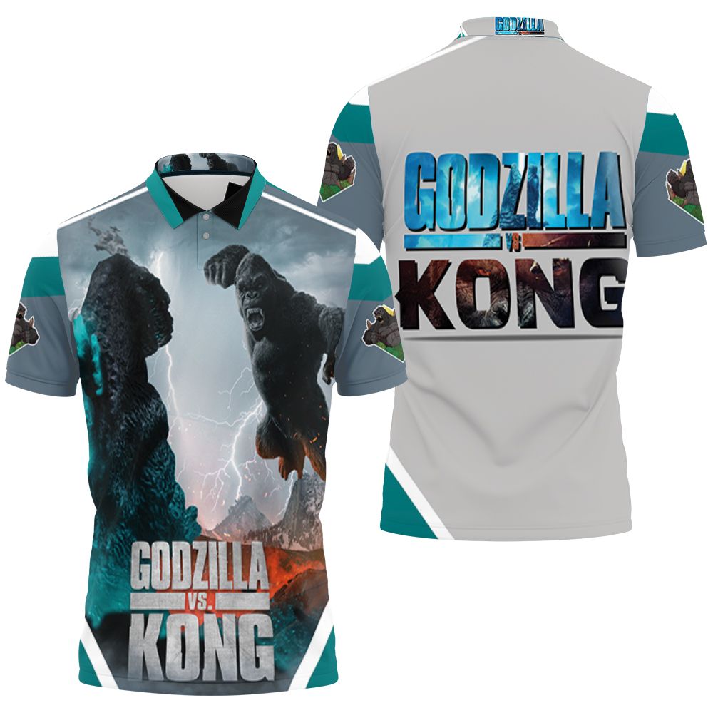 Godzilla Vs Kong Battle On The Volcano King The Monsters Godzilla Vs Kong Polo Shirt All Over Print Shirt 3d T-shirt