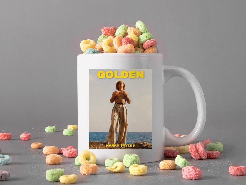 Golden Harry Styles Mug Harry Edward Styles Mug One Direction Mug Vogue Magazine Mug Premium Sublime Ceramic Coffee Mug White