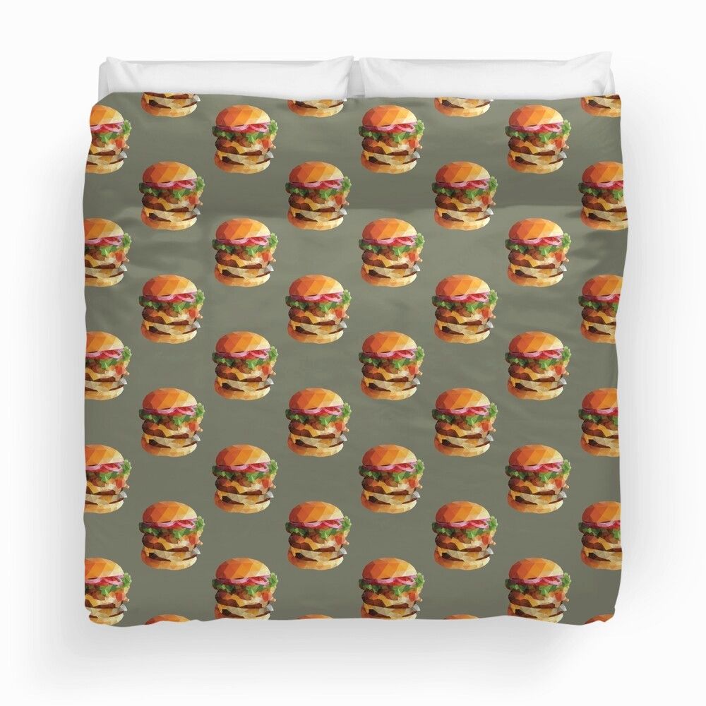 Gourmet Burger Polygon Art Pattern Bedding Set