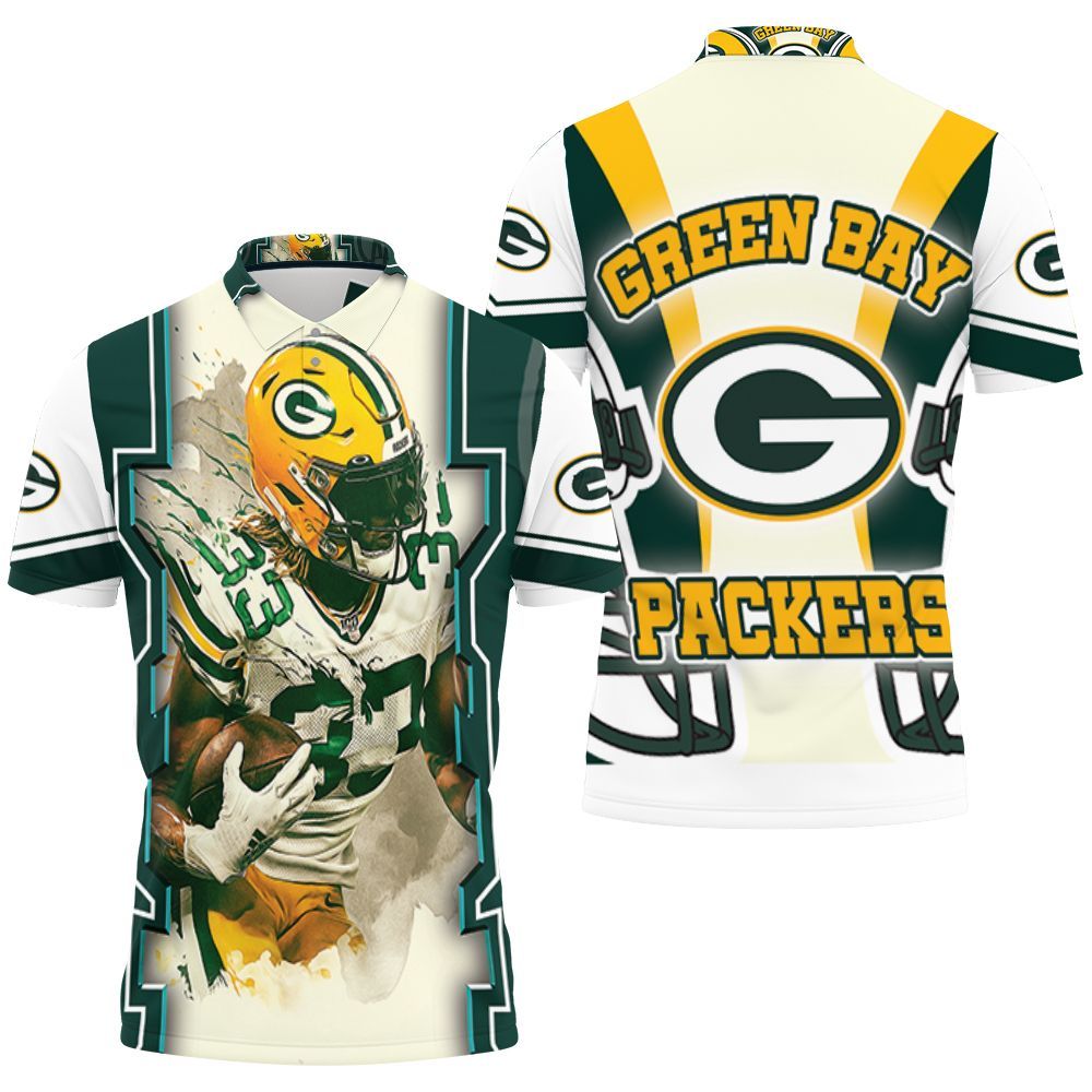 Green Bay Packers Aaron Jones 33 For Fans Polo Shirt All Over Print Shirt 3d T-shirt