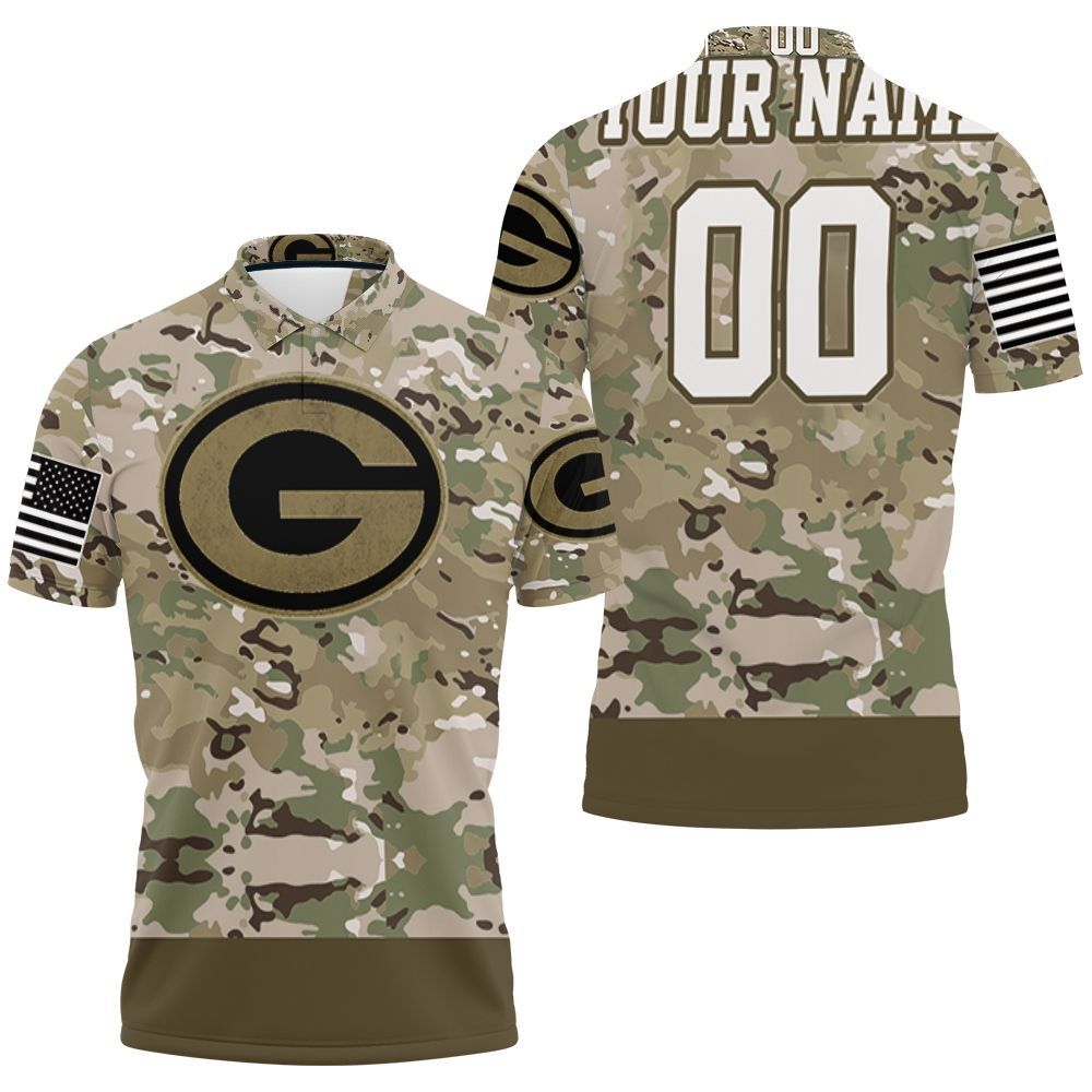 Green Bay Packers Camouflage Veteran 3d Personalized Polo Shirt All Over Print Shirt 3d T-shirt