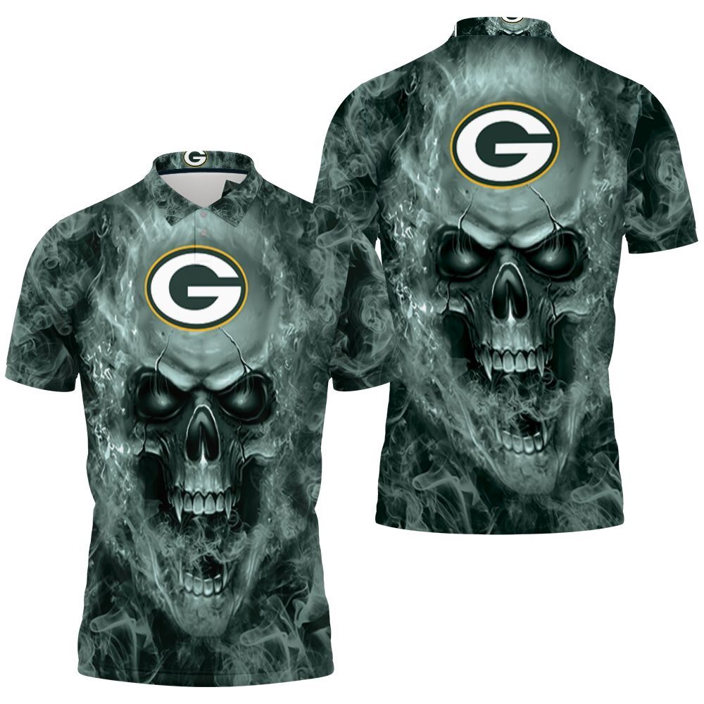 Green Bay Packers Nfl Fans Skull Polo Shirt All Over Print Shirt 3d T-shirt
