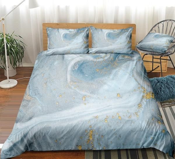 Grey Liquid Marble Cotton Bedding Sets