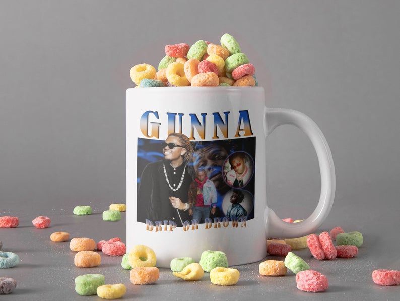 Gunna Drip Or Drown Mug Gunna Rapper Mug Hip Hop News Schools Mug 1990s Hip Hop Mug Retro Vintage Premium Sublime Ceramic Coffee Mug White